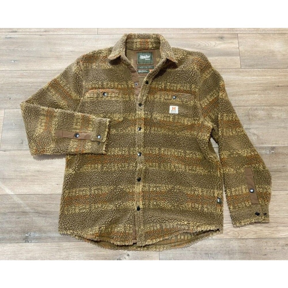 Howler Bros Allegheny Fleece MENS M Overshirt Mens Stripe Tan Brown Casual SNAP